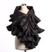 Felted shawl wavy ruffled warm scarf - Elegant Grey Ruffle 2 in 1 - Handmade silk and wool - Special Occasion