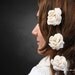SALE - Set of 3 felted hair white roses - Handmade of soft wool