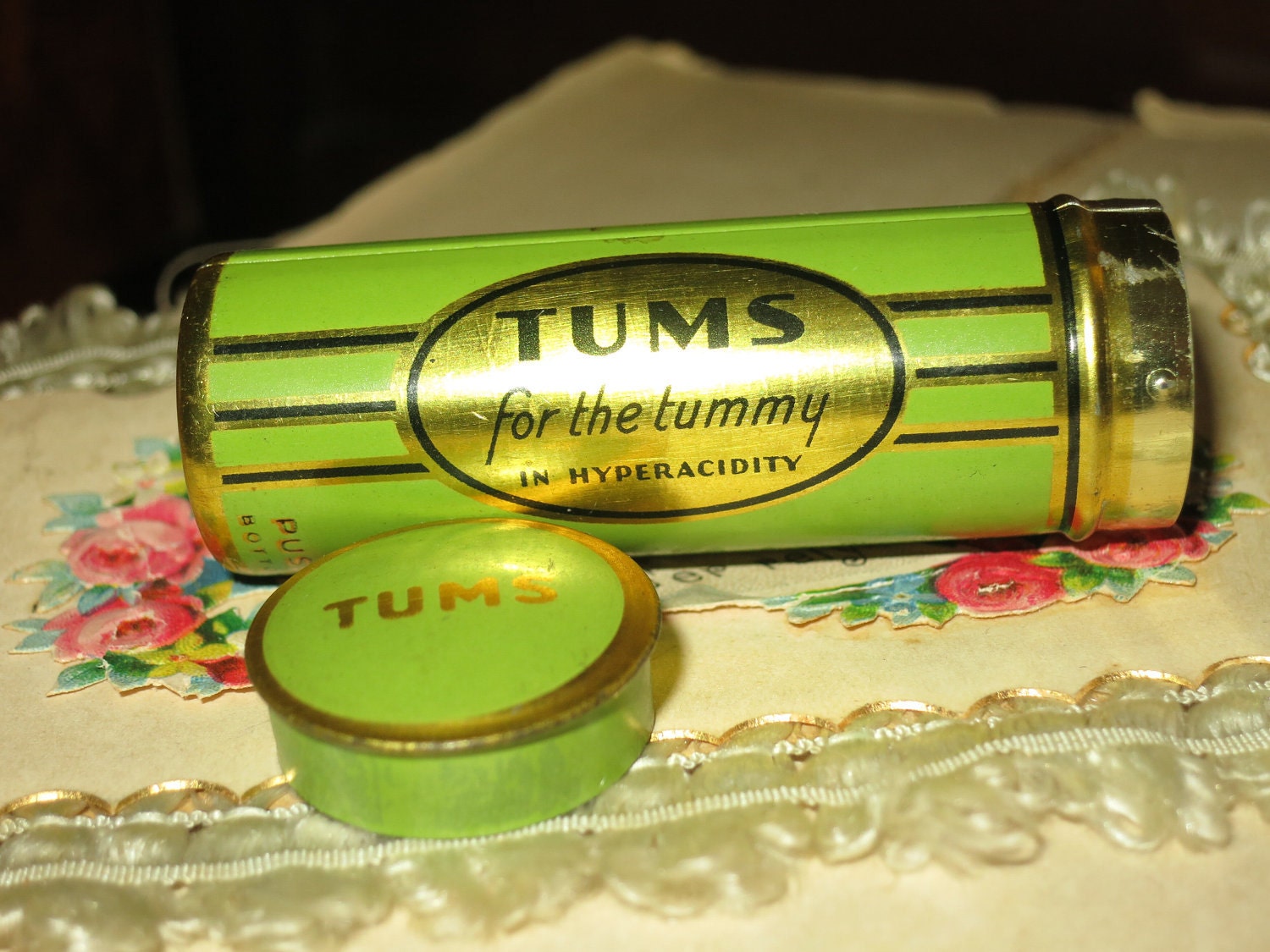 Vintage Metal Tums Container
