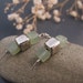 Green Jade dangle earrings, Jade gemstones and silver cubes dangle earrings, Mint jewelry