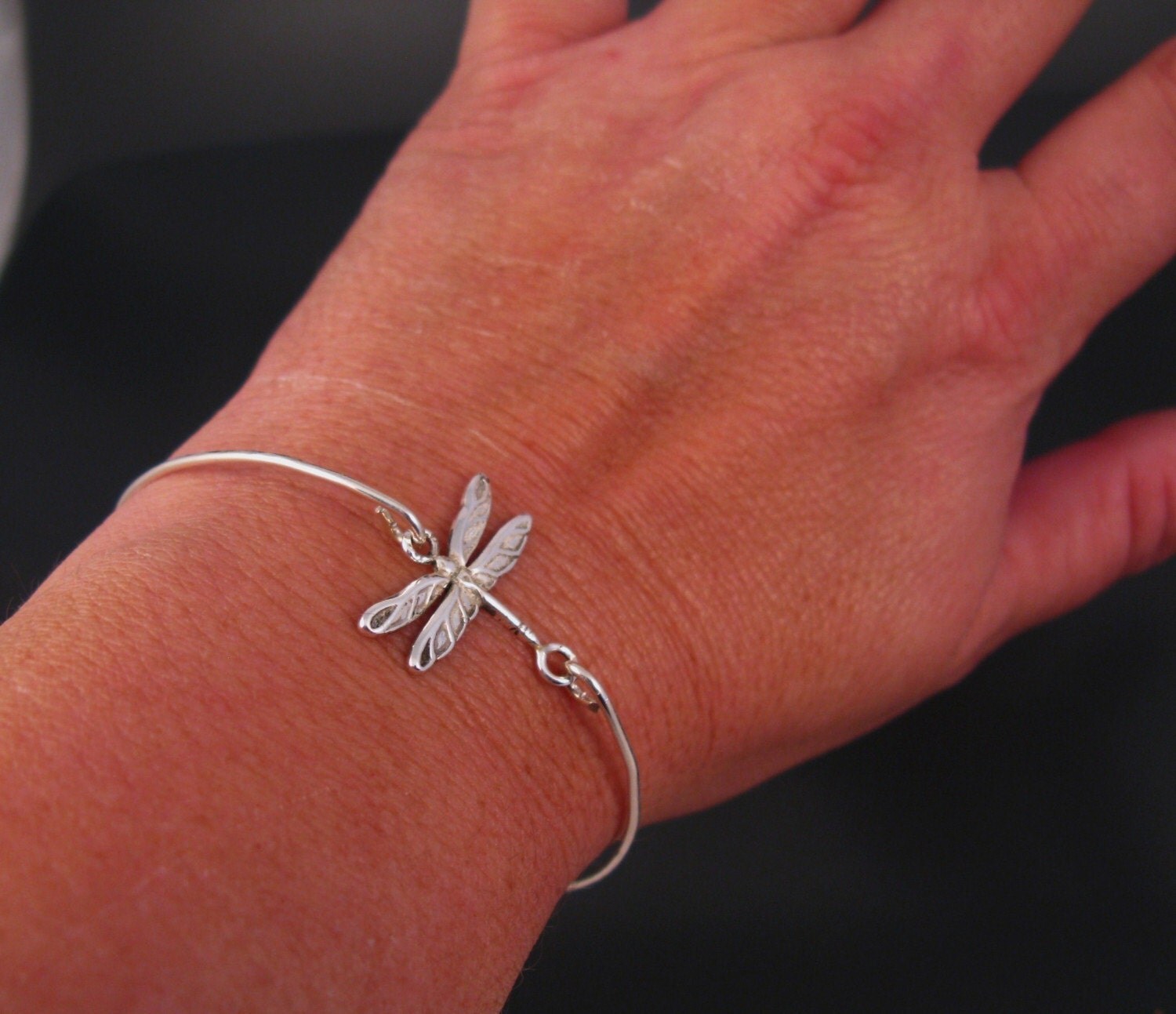 Dragonfly Bracelet Sterling Silver Stacking By Dvoraschleffer