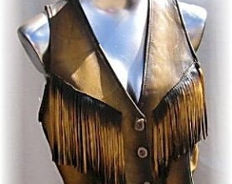 Artisan Made Mens Leather Vest Old West Native American Style