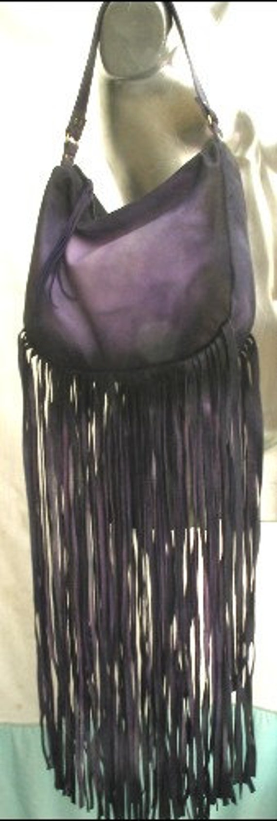 Designer Leather Purse Hippie Bag Extra Long Fringe Retro