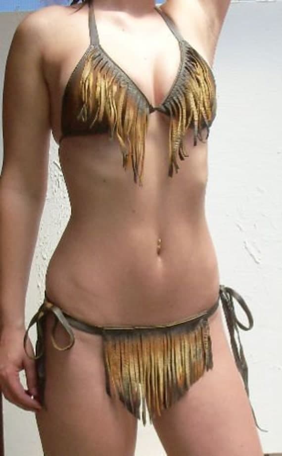 Indian leather adult bikini