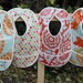 4 BIBS Crumb Catcher Pocket, Orange Paisleys, Sprinkles, Orange Roses, Orange & White Floral, Machine Washable, BPA Free