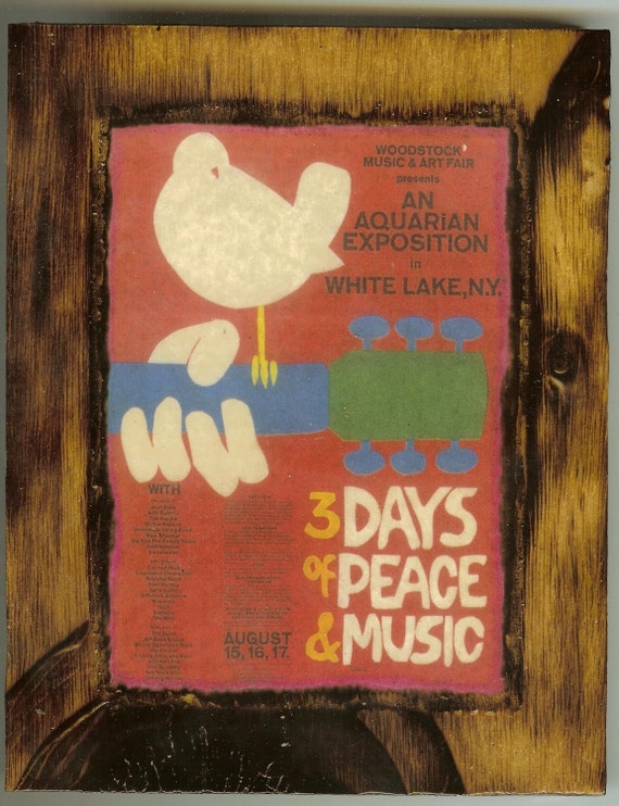 Wooden Woodstock Music and Art Fair Plaque