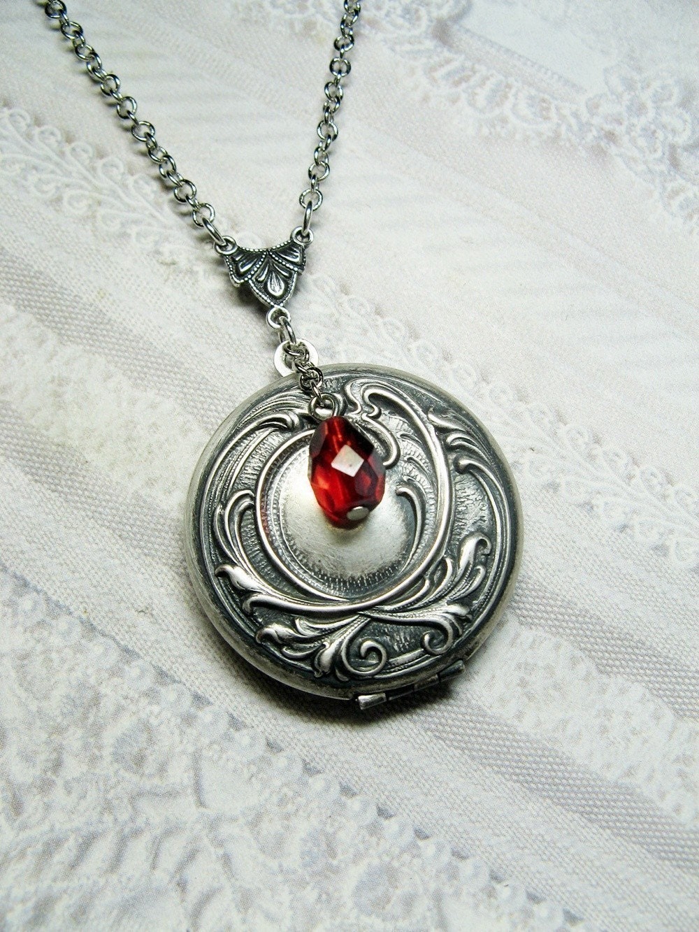 Silver Locket Necklace ORIGINAL Elena's Locket by birdzNbeez