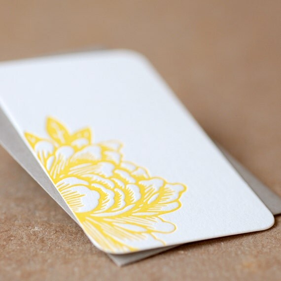 Letterpress Gift Notes or Gift Cards Stationery Sunshine