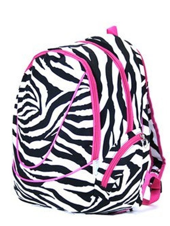 Personalized Zebra Print Backpack Embroidered Monogrammed 1124