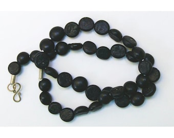 Antique Glass Beads: Sandcast Black from Ghazni, Afghanistan- Item 3
