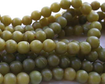 Jade Bead Strand, Shahmaqsud 8 mm Round, Natural and Handcut