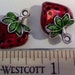 2 red metal strawberry charms