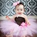 Beautiful Fluffy Pink and Brown Crochet Tutu Dress for your Newborn,Toddler or Little Girl