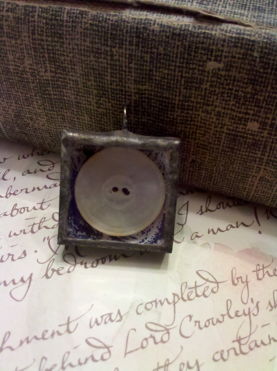 Stained Glass Charm Pendant Antique Button Shadow Box