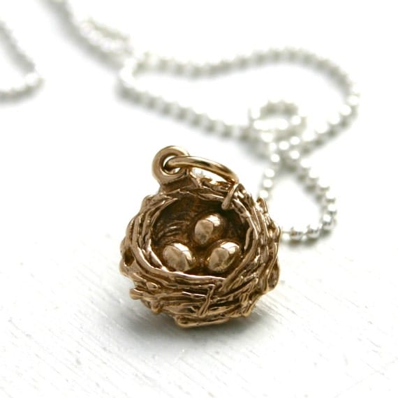 Items similar to Bird nest necklace three eggs Mothers necklace on Etsy
