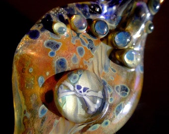 YAAAARRRR PIRATE PENDANT Lampwork Glass Focal Boro Charm Jolly Roger Jewelry Treasure Helen Lee Hoffman Glass Art Bead