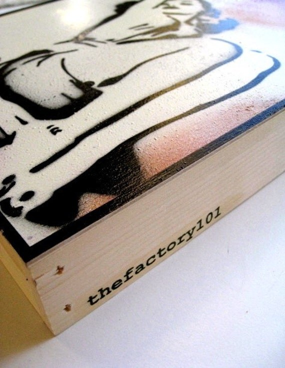Pin Up Beauty Original Stencil/ Graffiti Art on Wood
