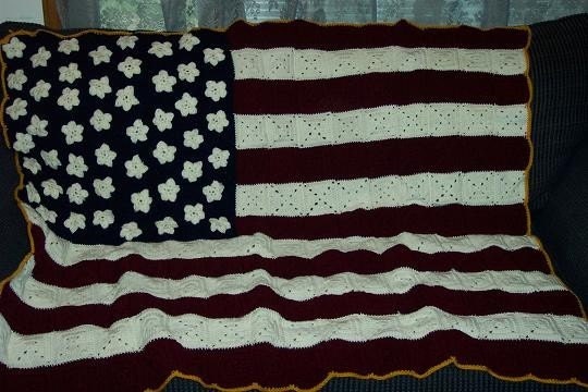 Rustic American Flag Crocheted Granny Square Afghan-MADE TO