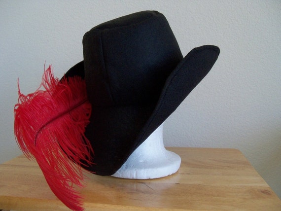 Renaissance Hat with Red Plume Feather