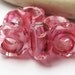 SALE....Lampwork Glass Charm Beads - vibrant pink pandoras large hole - Handmade Glass Bead Set by Ellen Dooley SRA (6)