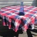 Vintage Round Tablecloth - Woven Cotton Red White Blue