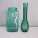 Two Vintage Teal Glass Vases