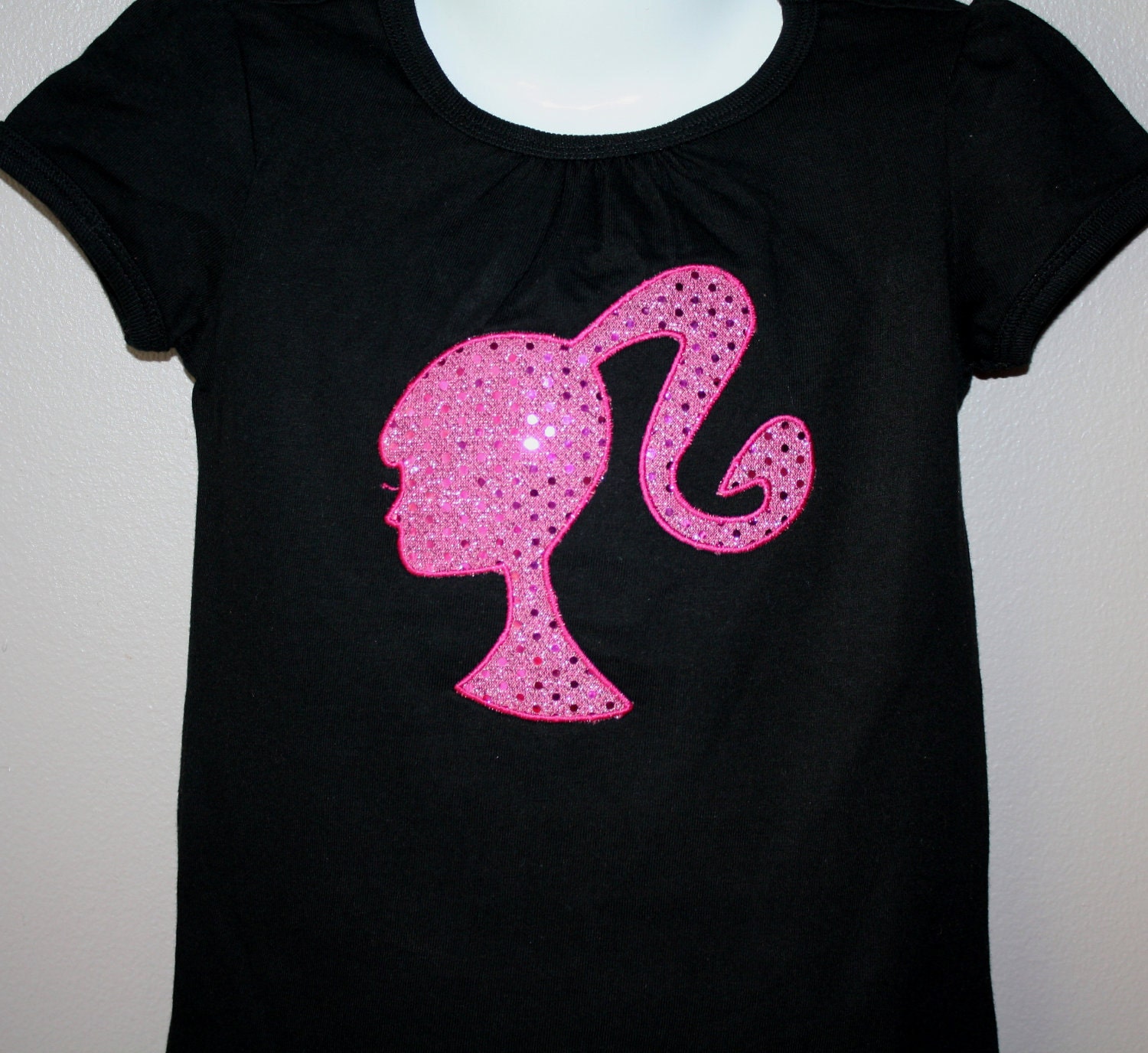 Barbie silhouette appliqued shirt reserved by ThreeCsCustomDesigns