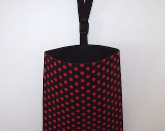 Auto Trash // Car Litter Bag // Auto Litter Bag // Stay Open Design! // Red Dots on Black