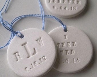 Personalized Bouquet Charm Text Tile by Paloma's Nest, ornament, something blue, bridesmaid gift