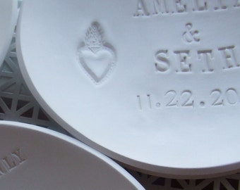 large CUSTOM heirloom bowl-name and date commemorative text - for wedding, anniversary, or baby by Paloma's Nest