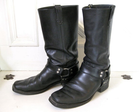Vintage Motorcycle Boots Mens Black Leather size 11 by Fishlegs