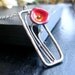 Enamel Poppy Rectangle Frame Necklace Fine Enamel Jewelry -made to order in Bright Red/Orange or pick your favorite color