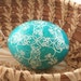 Blue Heart Snowflake Pysanka Ornament / Ukrainian Easter Egg
