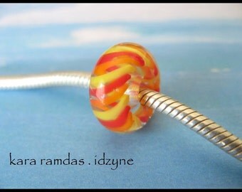 BHB Orange, Red, Yellow Twist Hot and Twisted 2 Bracelet Bead Big Hole Bead BHB Handmade Bead SRA - fits European Bracelets