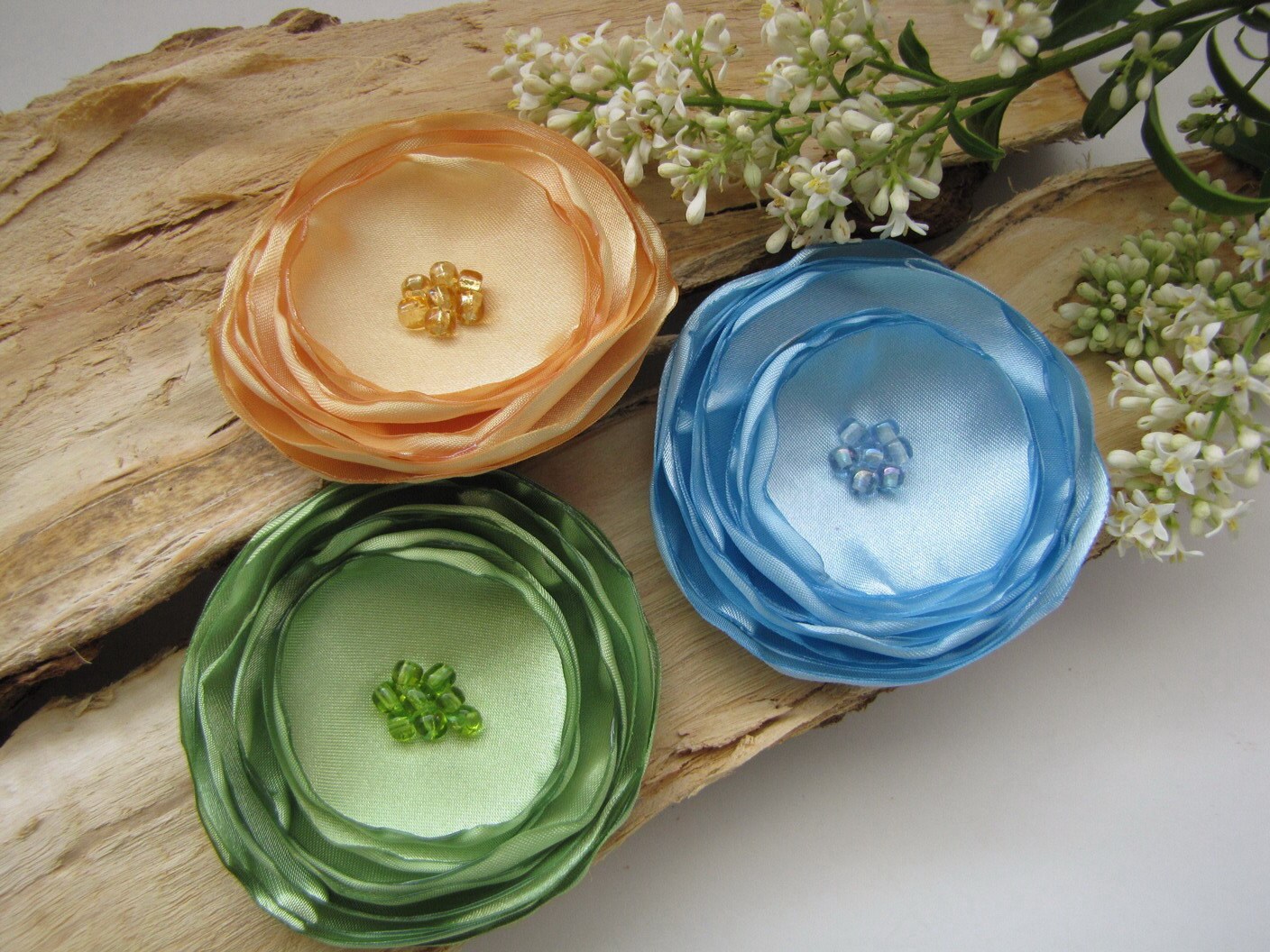 Large satin flowers flower appliques sew on flowers silk