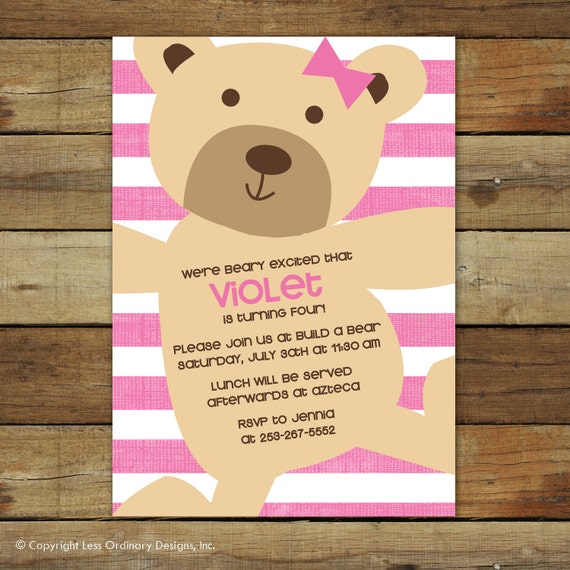 Bear Birthday Party Invitations 2