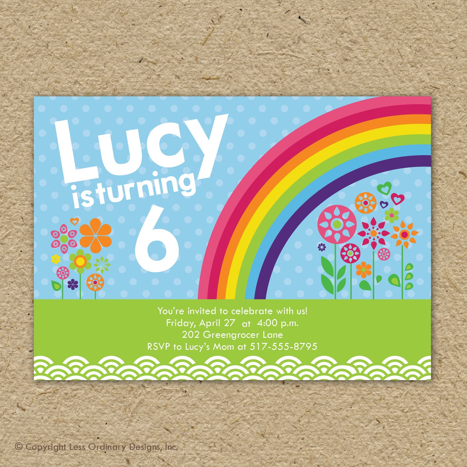 Invitations Birthday Rainbow 2