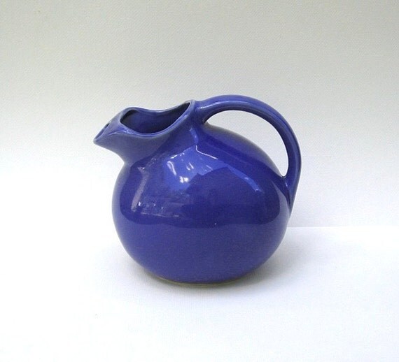 RESERVED Vintage Ball Jug Pitcher USA Pottery Periwinkle