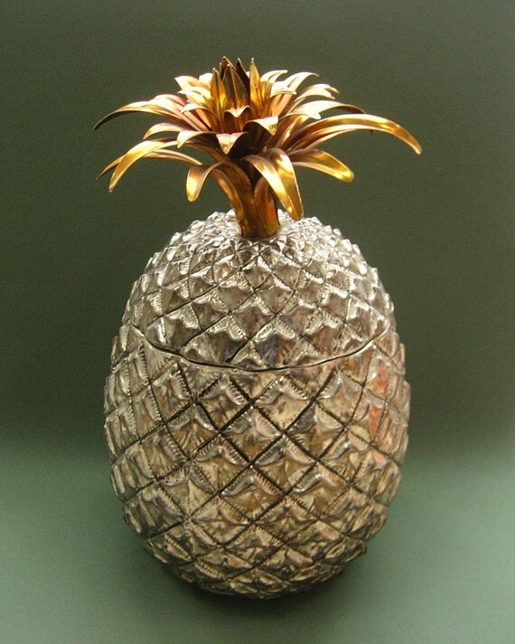 Giant Tin Pineapple Storage Container or Ice Bucket