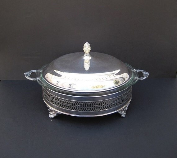 Silverplate Casserole Dish Ornate Vintage Silver Plate