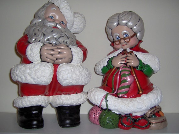 Vintage Mr.and Mrs.Santa Claus-Ceramic Ho Ho by FunkyQuailVintage