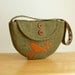 SALE Harris Tweed Purse Semi-Circle Design with Bird Applique - One of a Kind Bag