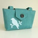 Wayfarer Purse - Bird Bag - Handmade Applique - Teal Faux Suede - Vegan