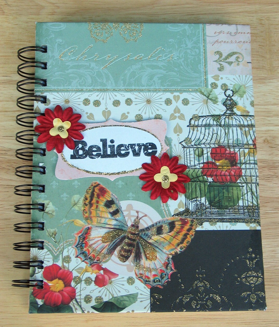 Journal Wire Bound Handmade Notebook Beautiful Butterfly