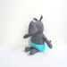 Small Rhinoceros doll, Soft, eco friendly, Grey bright aqua Upcycled children toy Baby toddler baby shower gift bubynoa Best Friend