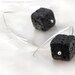 Black earrings black Lava earrings Argentium sterling silver - black white geometric lava cube rustic tribal ethnic pagan rusteam - Pele
