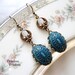 Vintage Button Earrings- Cerulean Blue Batik