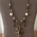 Mermaid Charm Necklace . Enamel Stamping . Vintage Glass Buttons . Jewelry By envisage