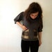 Gray Cowl Blouse with Plaid Flannel Pockets in Small/Medium by Nicoles Threads
