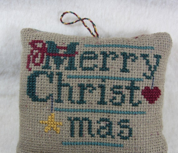 Country Style Cross Stitch Merry Christmas by vintagecornucopia